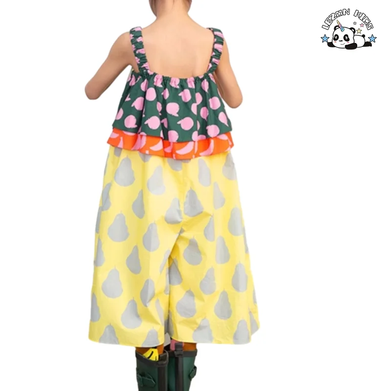 LEZONKIDS - Designer Style Children's Fancy Dress Mock up Design Colorful Girls Color Block Dress
